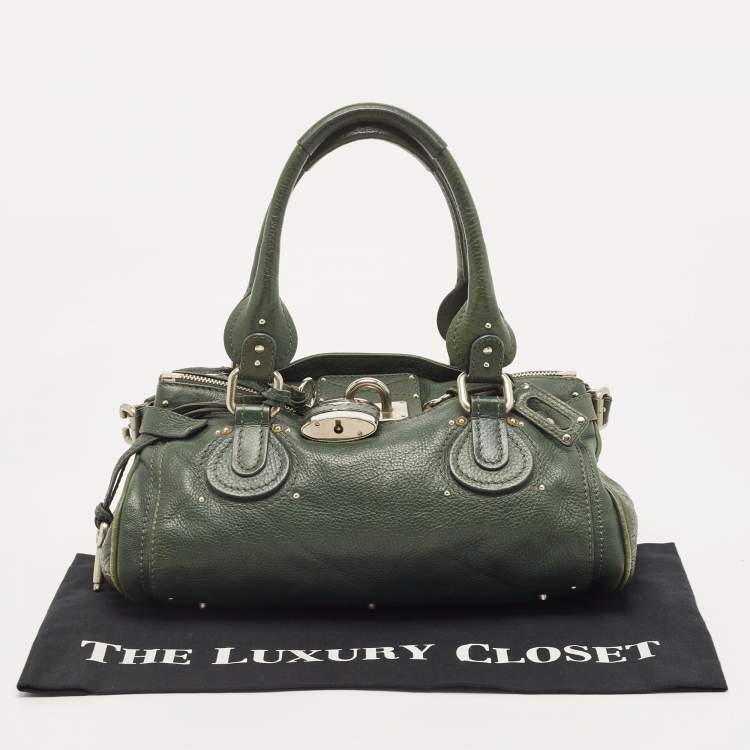 Pre Owned Chloe Green Leather Medium Paddington Satchel