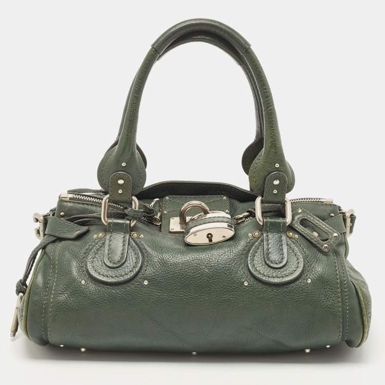 Pre Owned Chloe Green Leather Medium Paddington Satchel