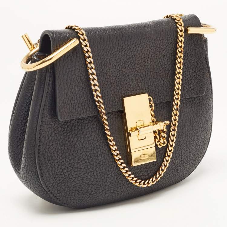 Pre Owned Chloé Black Leather Mini Drew Chian Shoulder Bag