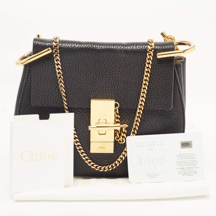 Pre Owned Chloé Black Leather Mini Drew Chian Shoulder Bag