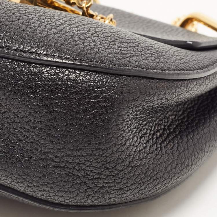 Pre Owned Chloé Black Leather Mini Drew Chian Shoulder Bag