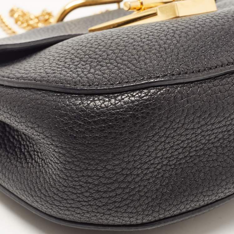 Pre Owned Chloé Black Leather Mini Drew Chian Shoulder Bag