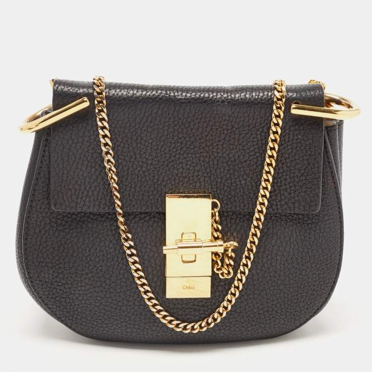 Pre Owned Chloé Black Leather Mini Drew Chian Shoulder Bag