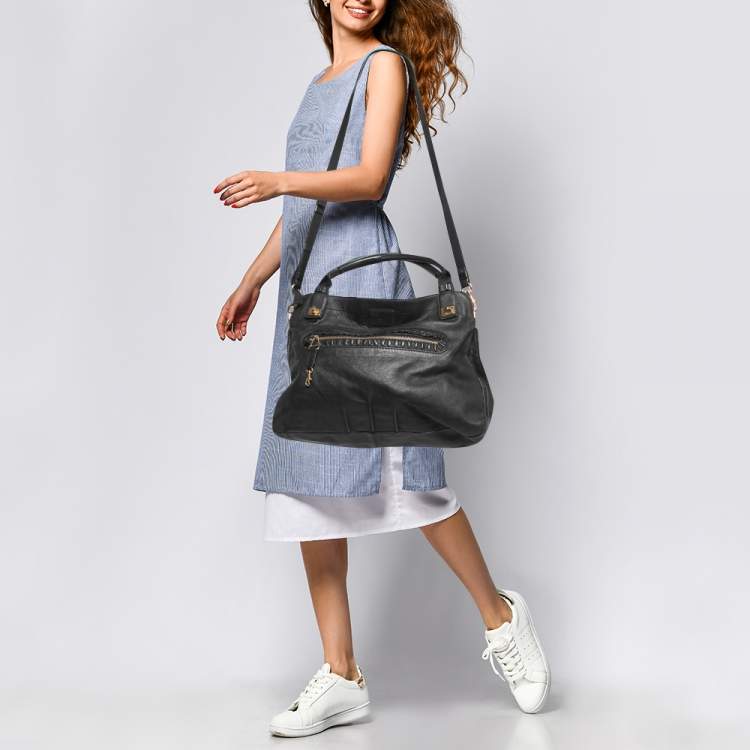 مملوكة مسبقًا Chloe Black Leather Margaret Shoulder Bag