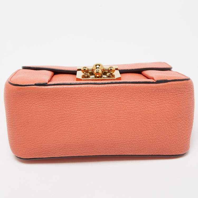 Pre Owned Chloe Coral Orange Leather Small Elsie Shoulder Bag