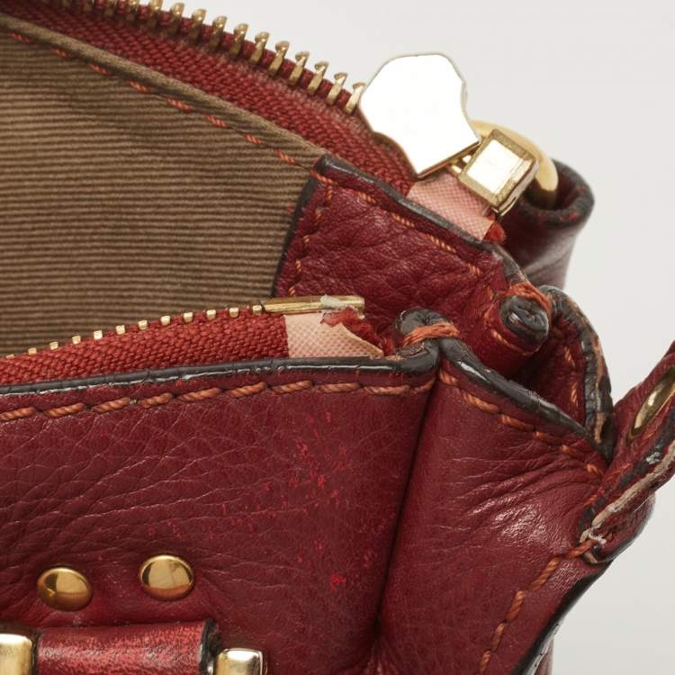 مملوكة مسبقًا Chloe Burgundy Leather Mini Marcie Double Carry Bag