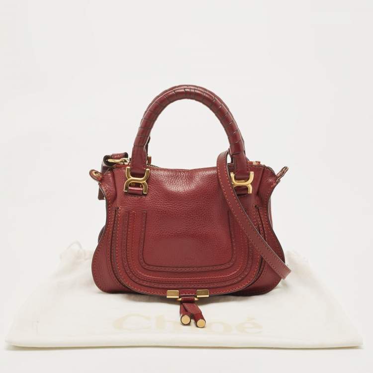 مملوكة مسبقًا Chloe Burgundy Leather Mini Marcie Double Carry Bag