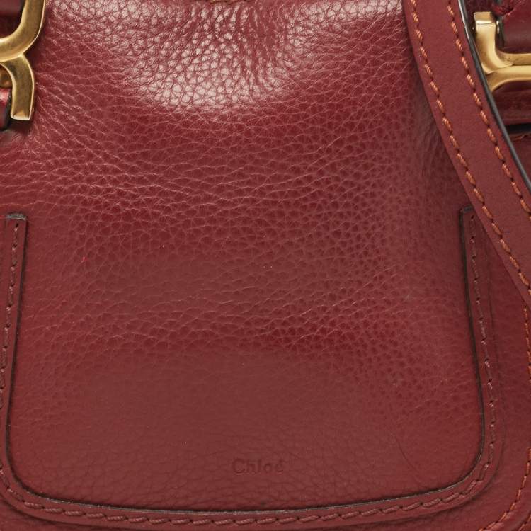 مملوكة مسبقًا Chloe Burgundy Leather Mini Marcie Double Carry Bag