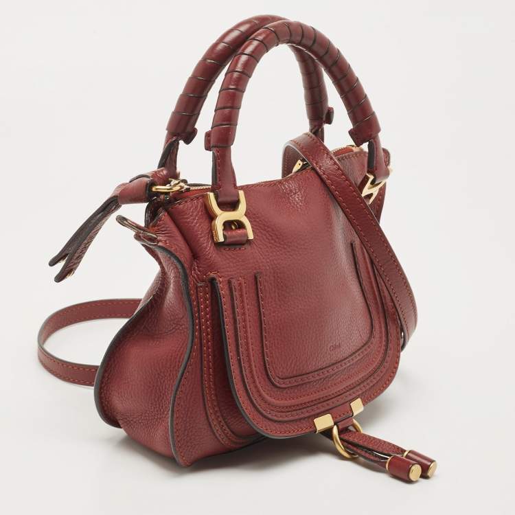 مملوكة مسبقًا Chloe Burgundy Leather Mini Marcie Double Carry Bag