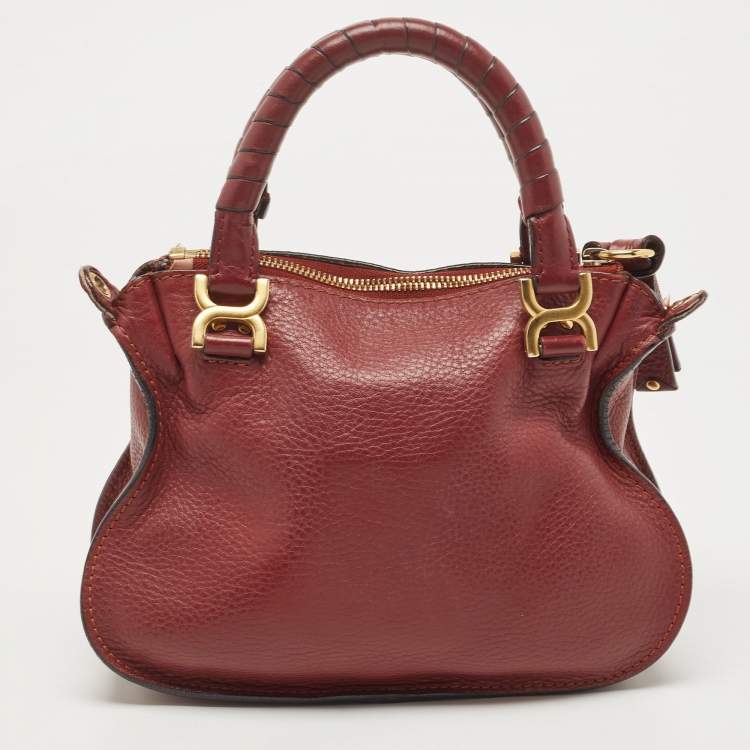 مملوكة مسبقًا Chloe Burgundy Leather Mini Marcie Double Carry Bag