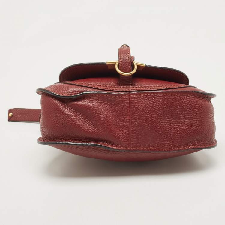 مملوكة مسبقًا Chloe Burgundy Leather Mini Marcie Double Carry Bag