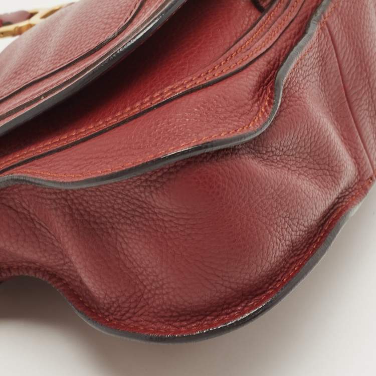مملوكة مسبقًا Chloe Burgundy Leather Mini Marcie Double Carry Bag