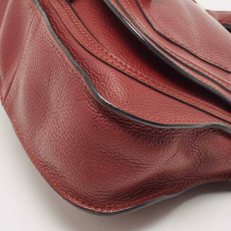 مملوكة مسبقًا Chloe Burgundy Leather Mini Marcie Double Carry Bag
