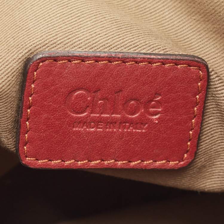 مملوكة مسبقًا Chloe Burgundy Leather Mini Marcie Double Carry Bag