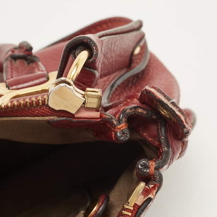 مملوكة مسبقًا Chloe Burgundy Leather Mini Marcie Double Carry Bag
