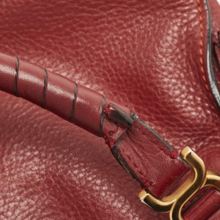 مملوكة مسبقًا Chloe Burgundy Leather Mini Marcie Double Carry Bag