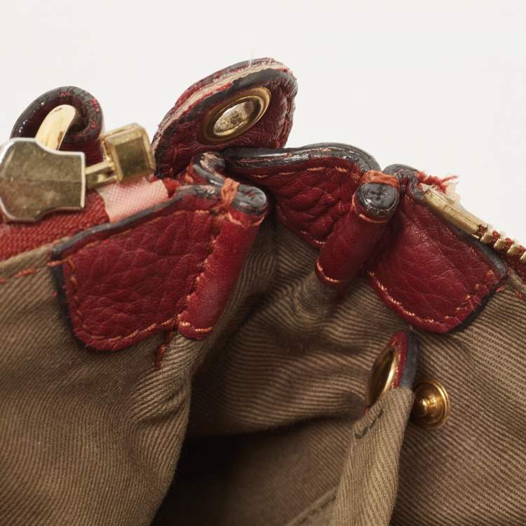 مملوكة مسبقًا Chloe Burgundy Leather Mini Marcie Double Carry Bag