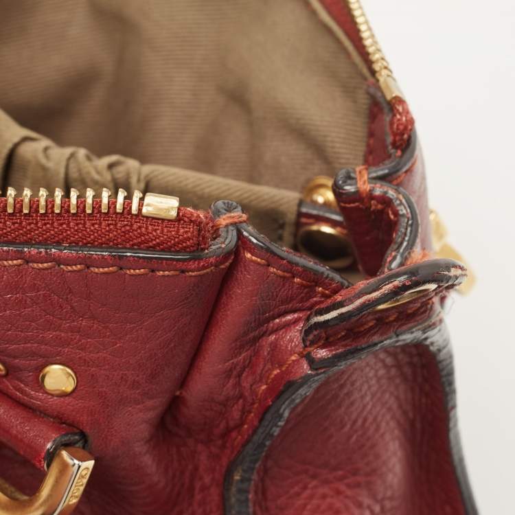 مملوكة مسبقًا Chloe Burgundy Leather Mini Marcie Double Carry Bag