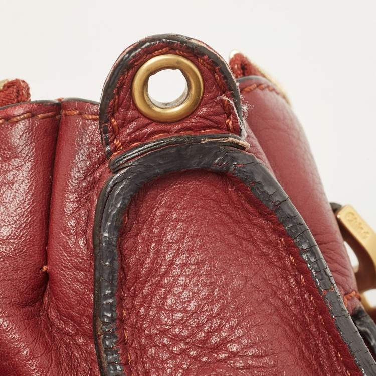 مملوكة مسبقًا Chloe Burgundy Leather Mini Marcie Double Carry Bag