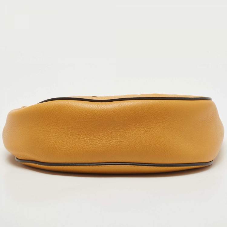 Pre Owned Chloe Mustard Pineapple Perforated Leather Medium Drew Shoulder Bag