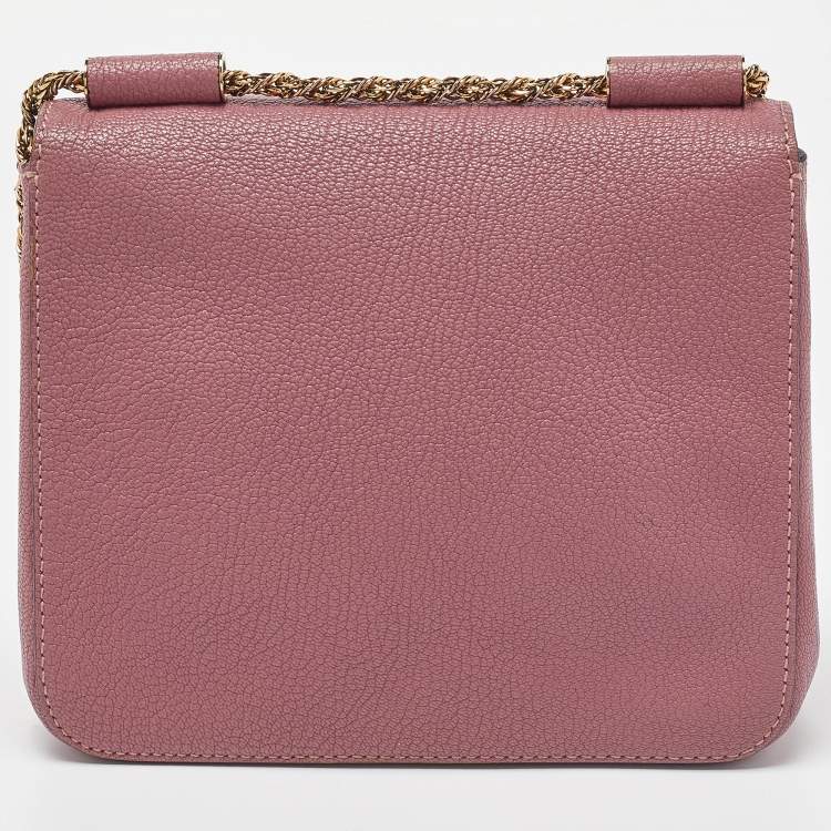 Pre Owned Chloé Pink Leather Small Elsie Shoulder Bag