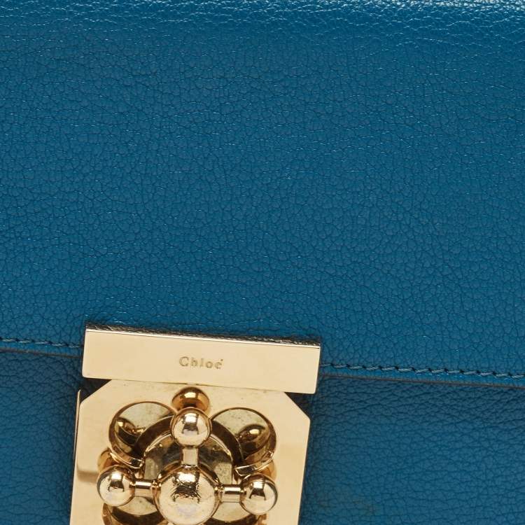 Pre Owned Chloe Blue Leather Medium Elsie Chain Flap Shoulder Bag