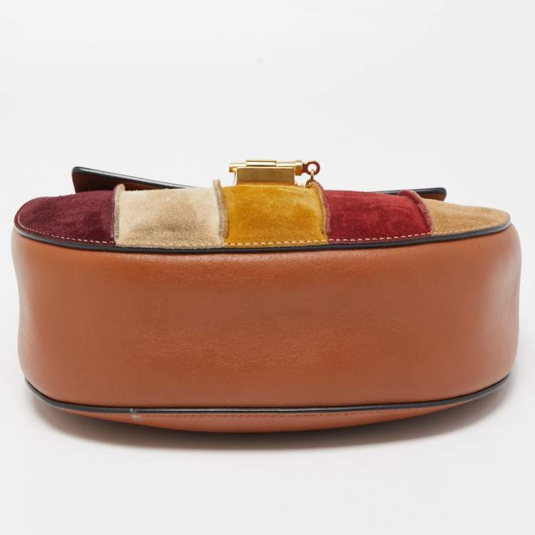 Pre Owned Chloe Multicolor Leather and Suede Medium Drew Shoulder Bag