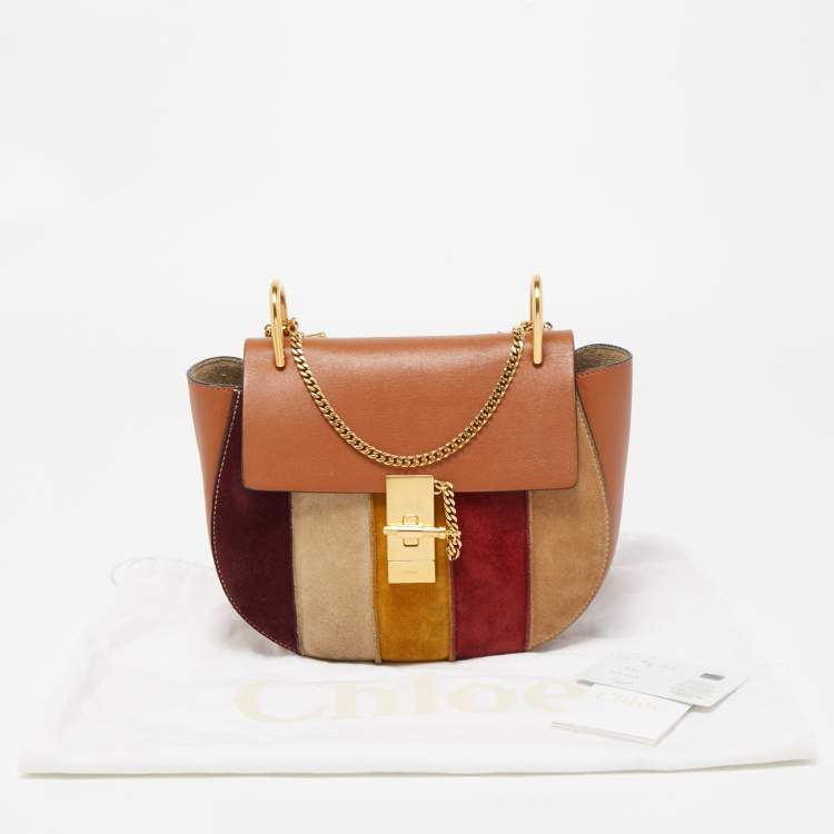 Pre Owned Chloe Multicolor Leather and Suede Medium Drew Shoulder Bag