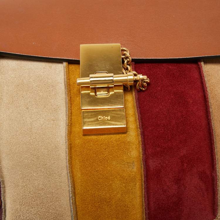 Pre Owned Chloe Multicolor Leather and Suede Medium Drew Shoulder Bag