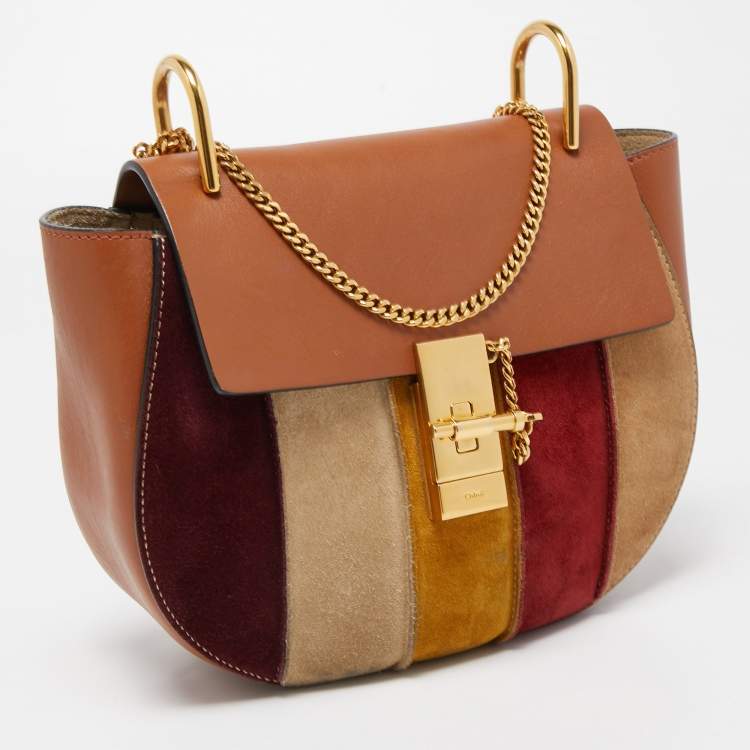 Pre Owned Chloe Multicolor Leather and Suede Medium Drew Shoulder Bag