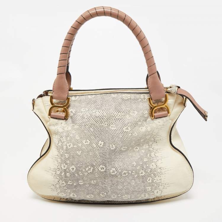 Pre Owned Chloe Tricolor Leather and Lizard Embossed Medium Marcie Bag