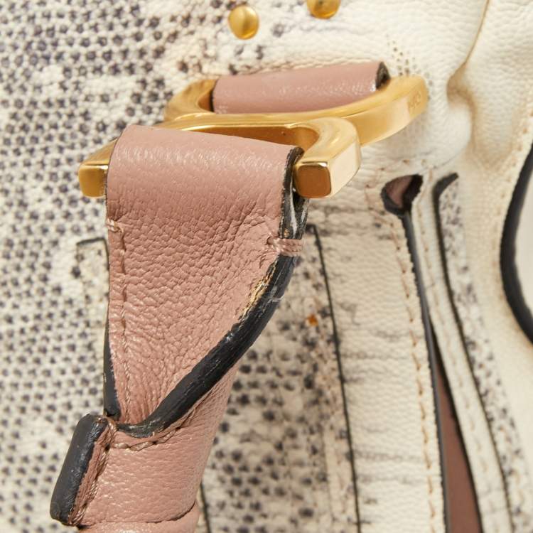 Pre Owned Chloe Tricolor Leather and Lizard Embossed Medium Marcie Bag