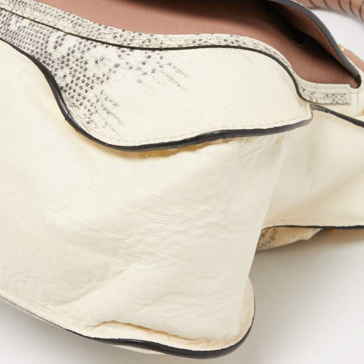 Pre Owned Chloe Tricolor Leather and Lizard Embossed Medium Marcie Bag