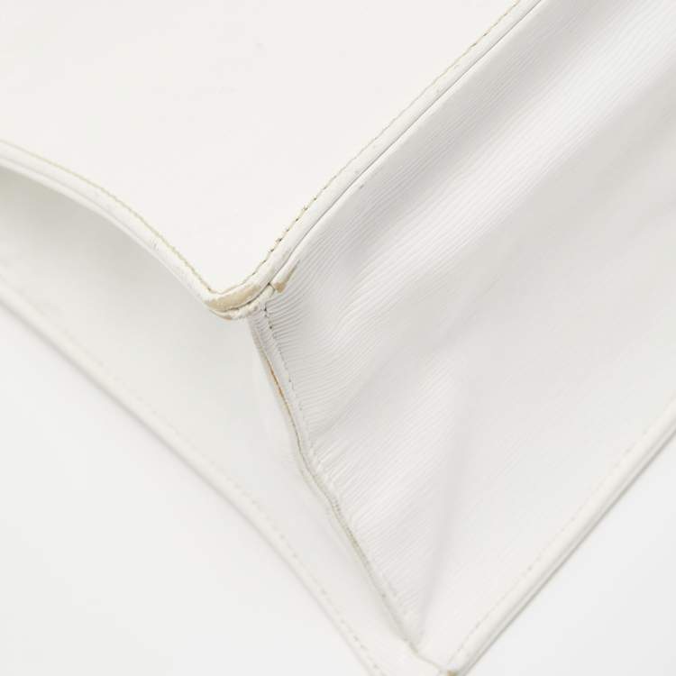 Pre Owned Chloe White Textured Leather Top Handle Bag