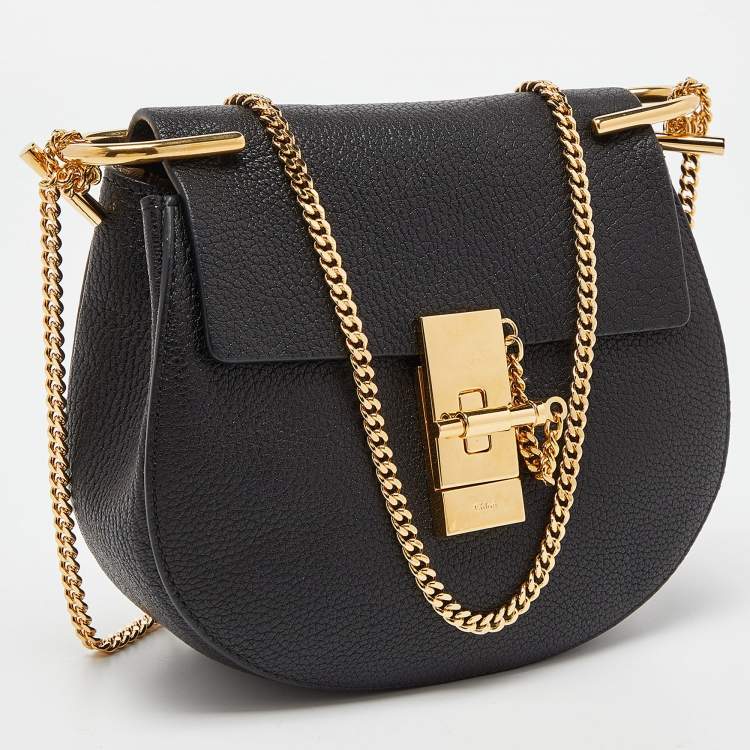 Pre Owned Chloé Black Leather Mini Drew Chian Shoulder Bag