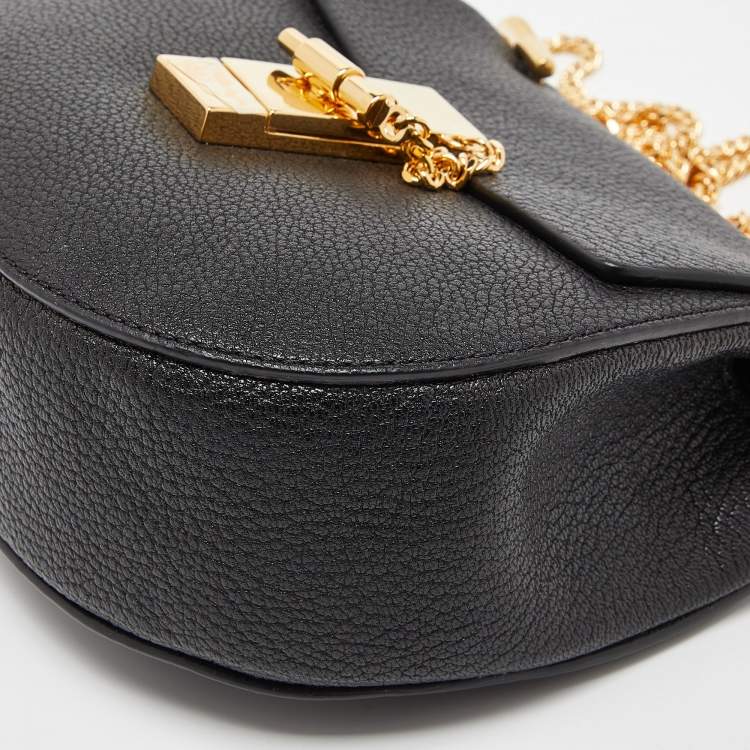 Pre Owned Chloé Black Leather Mini Drew Chian Shoulder Bag