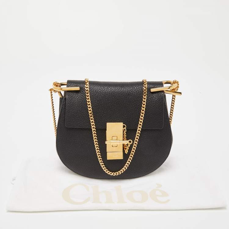 Pre Owned Chloé Black Leather Mini Drew Chian Shoulder Bag