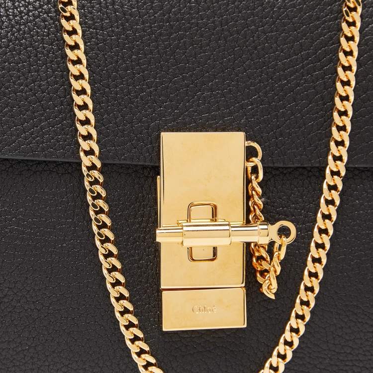 Pre Owned Chloé Black Leather Mini Drew Chian Shoulder Bag