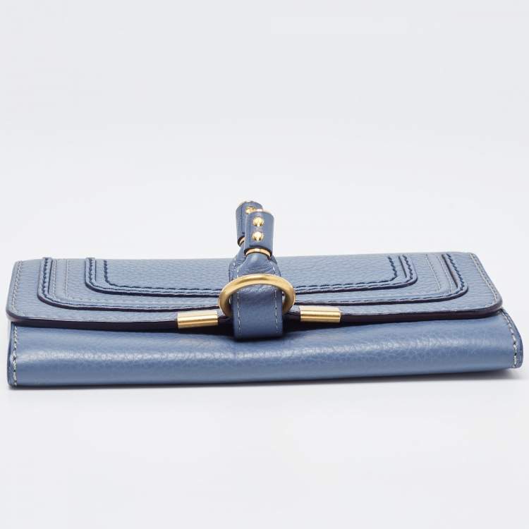 Pre Owned Chloe Blue Leather Marcie Continental Wallet