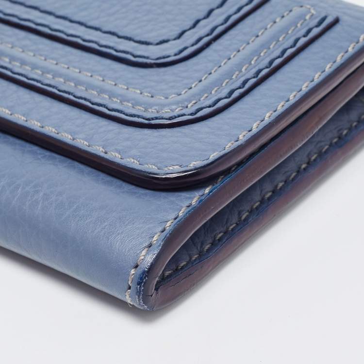 Pre Owned Chloe Blue Leather Marcie Continental Wallet