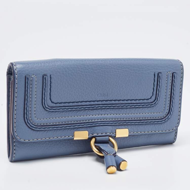 Pre Owned Chloe Blue Leather Marcie Continental Wallet