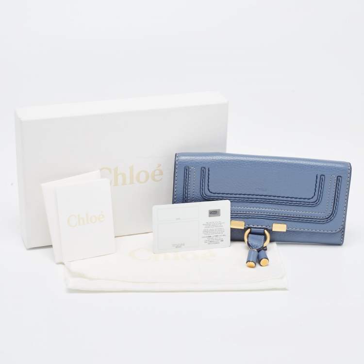 Pre Owned Chloe Blue Leather Marcie Continental Wallet