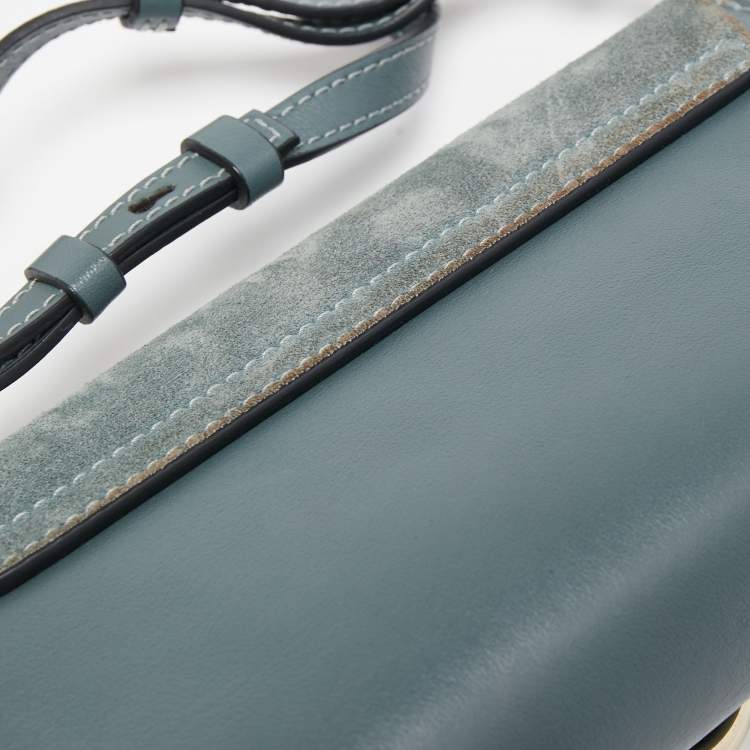 Pre Owned Chloe Blue Leather and Suede Mini Faye Shoulder Bag