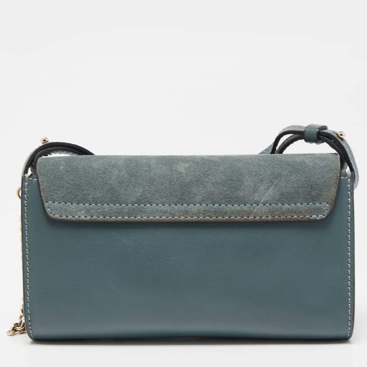 Pre Owned Chloe Blue Leather and Suede Mini Faye Shoulder Bag