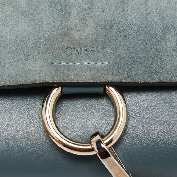 Pre Owned Chloe Blue Leather and Suede Mini Faye Shoulder Bag