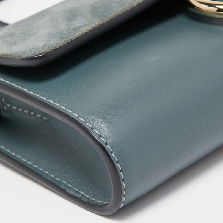 Pre Owned Chloe Blue Leather and Suede Mini Faye Shoulder Bag