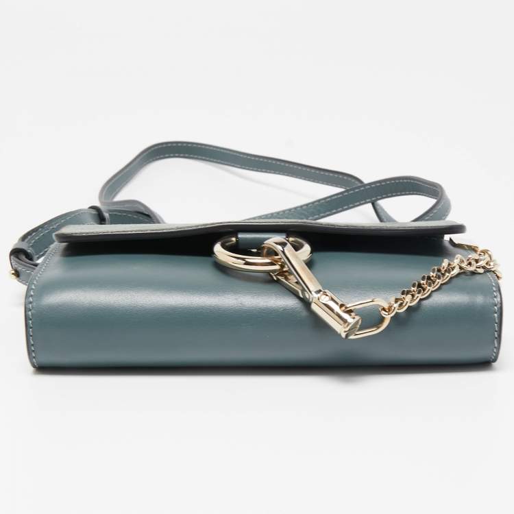 Pre Owned Chloe Blue Leather and Suede Mini Faye Shoulder Bag