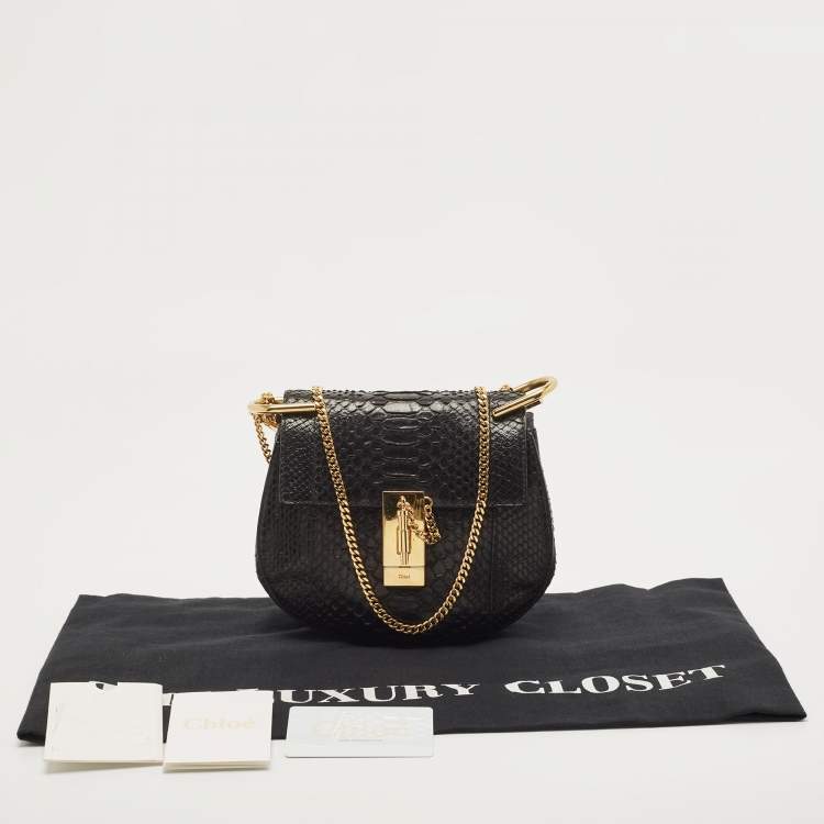 Pre Owned Chloe Black Python Small Drew Shoulder Bag