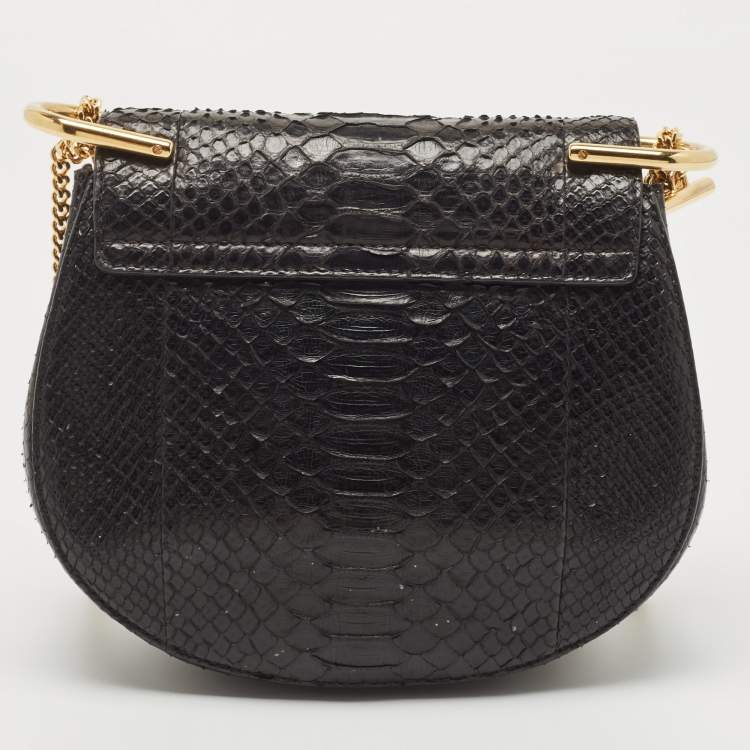 Pre Owned Chloe Black Python Small Drew Shoulder Bag