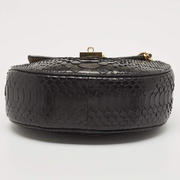 Pre Owned Chloe Black Python Small Drew Shoulder Bag
